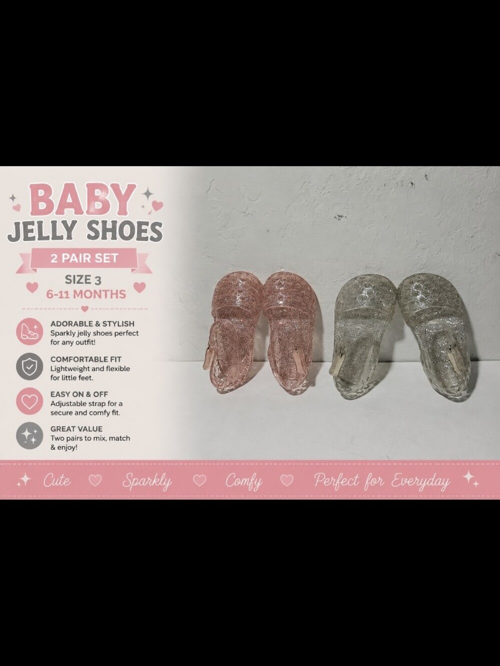 Baby Jelly Shoes Size 3 6-11 Months 2 pair